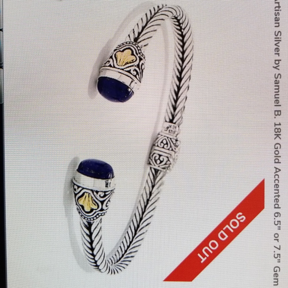SALE! 925 Samuel B.18K gold gem cuff bracelet
